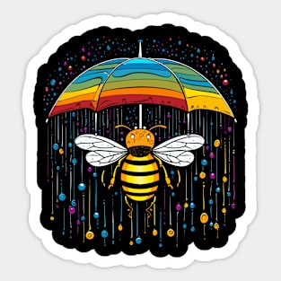 Bee Rainy Day With Umbrella Sticker